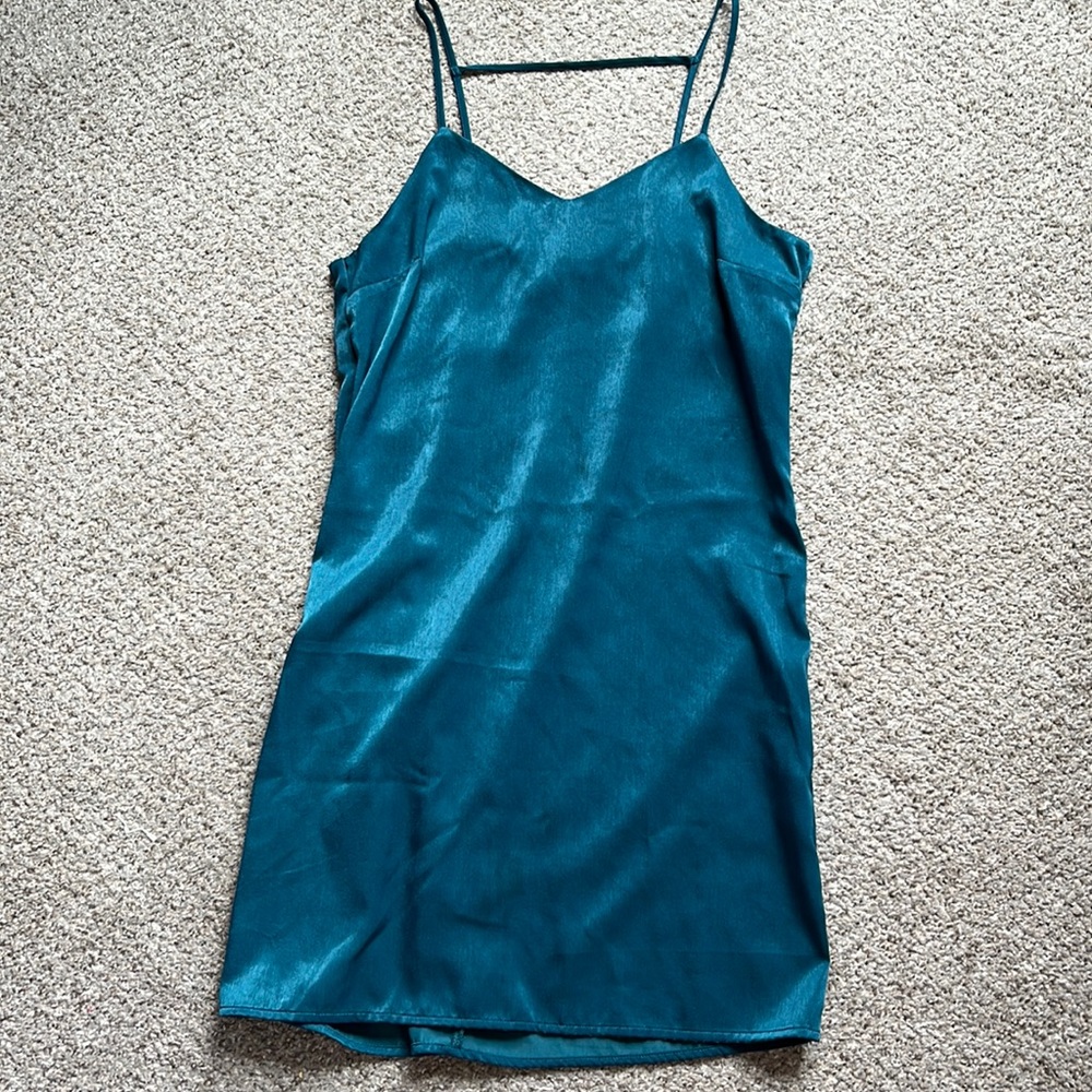 H&M teal slip dress